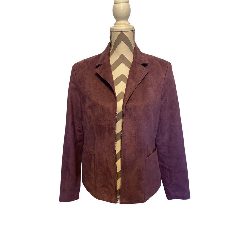 Evan Picone Ladies Light Purple Faux Suede Zippered Blazer10 Fitted Old Money